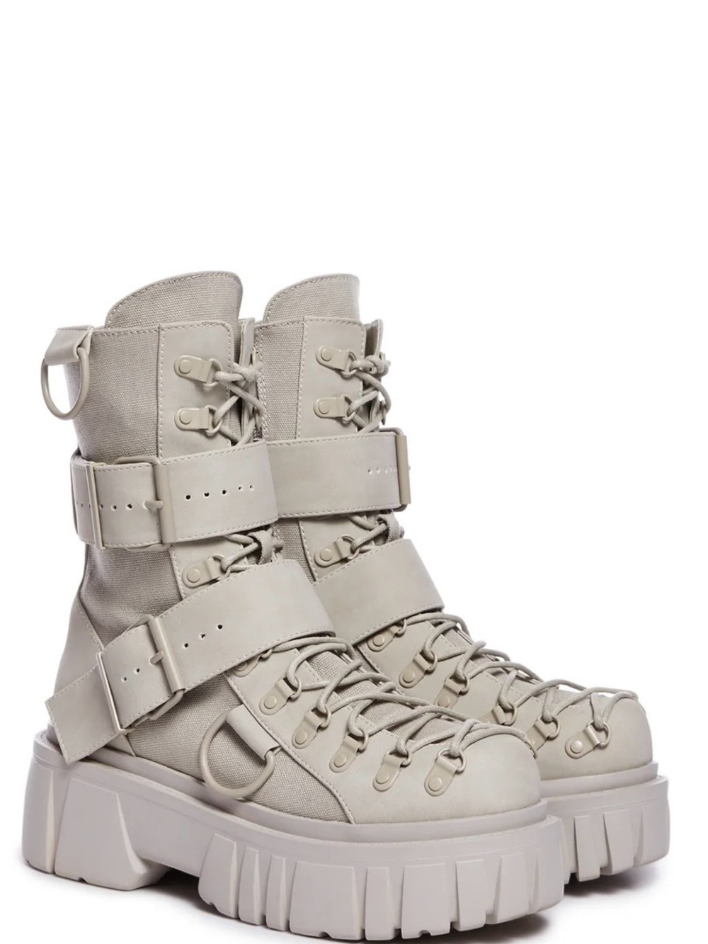 Women's Neutral Gray Chunky Combat Boots